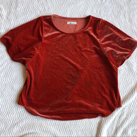 Madewell Orange Velvet Butterfly Top XXS Boxy Fit - Picture 2 of 8